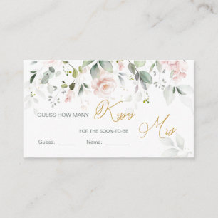 Pink Floral Guess How Many Kisses Game  Enclosure Card