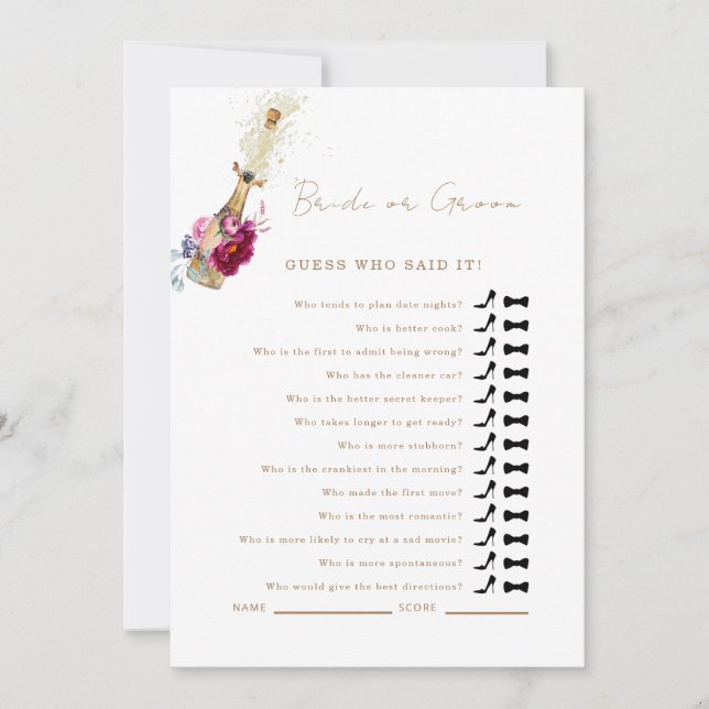 Pink Floral Guess Who Said It Shower Game Invitation (Front)