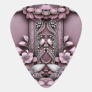 Pink Floral Guitar Pick