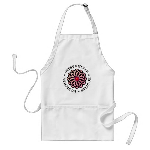 Pink Floral Gypsy Kitchen White Adult Apron