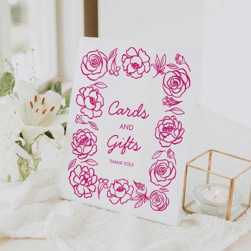 Pink Floral Hand Drawn Favors Sign
