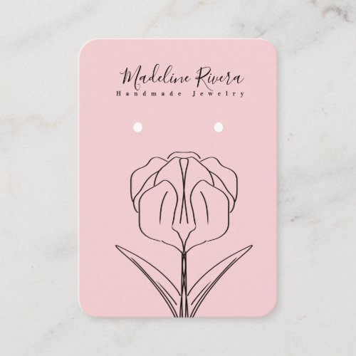 Pink Floral Handmade Earring Display Card