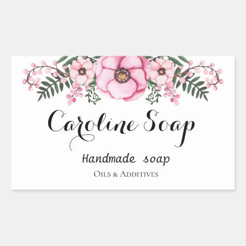 PINK floral handmade soap label