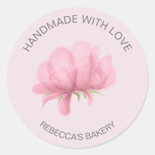 Pink Floral Handmade with Love Sticker
