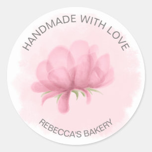Pink Floral Handmade with Love Sticker