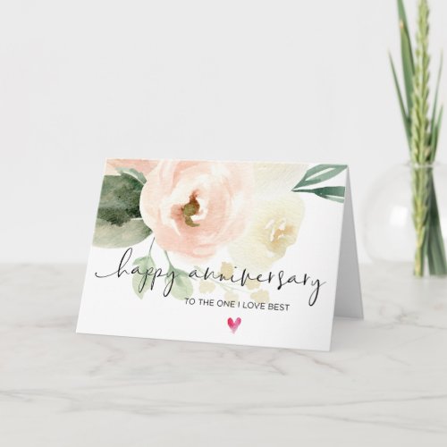 Pink Floral Happy Anniversary Husband Boyfriend Card