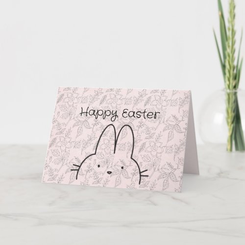 Pink Floral Happy Easter Greeting Card