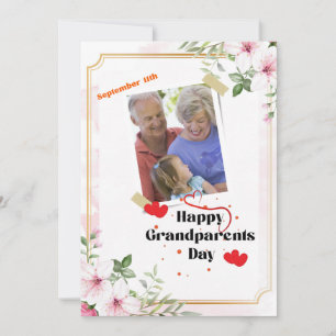 Pink Floral Happy Grandparents Day Invitation