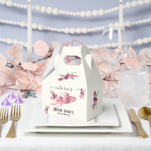 Pink floral Hat Derby Bridal Shower Favor Boxes