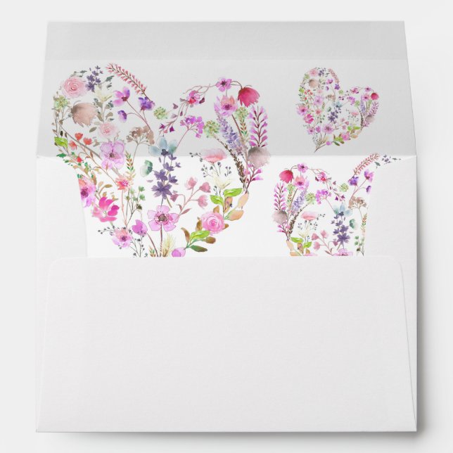 Pink Floral Heart Baby In Bloom Baby Shower Envelope (Back (Bottom))