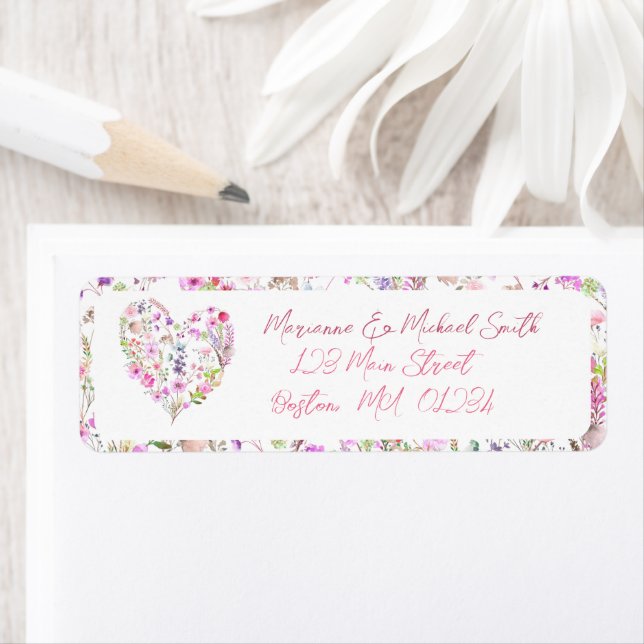 Pink Floral Heart Baby In Bloom Baby Shower Label (Insitu)