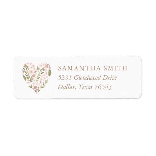 Pink Floral Heart Girl Baby Shower Return Address Label