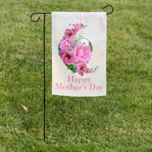 Pink Floral Heart Happy Mothers Day Love Garden Flag