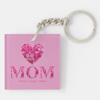 Pink Floral Heart MOM Letters Personalized Name 