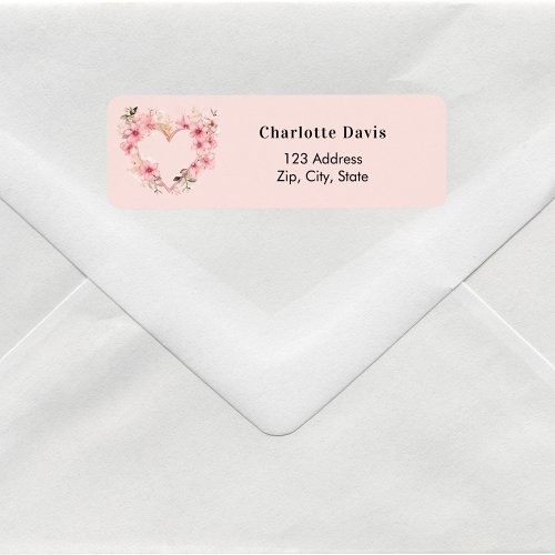Pink floral heart return address 