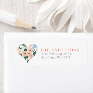 Pink Floral Heart Return Address Label
