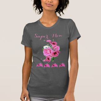 Pink Floral Heart Super Mom for Mother’s Day T-Shirt
