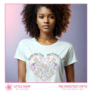 Pink Floral Heart World's Best Mom Mothers Day T-Shirt