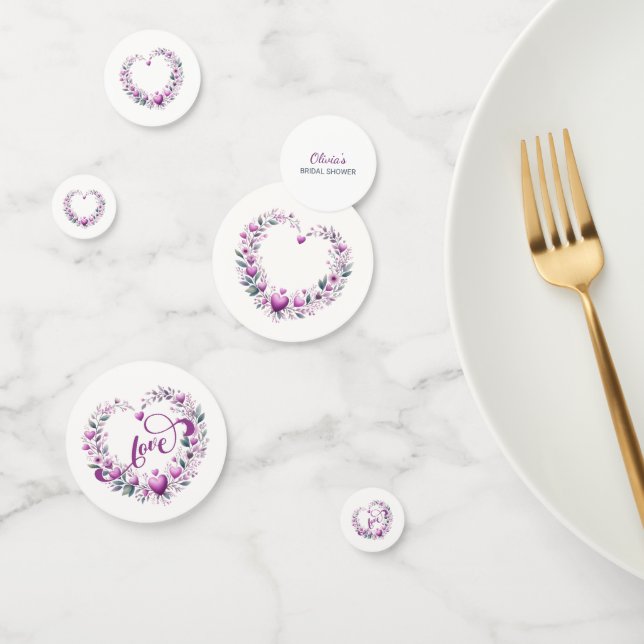 Pink Floral Hearts Bridal Shower Confetti (Group)