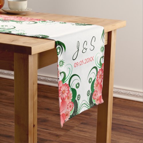 Pink Floral Hibiscus 16 x 108 Wedding Table Runner