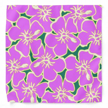Pink Floral Hibiscus Hawaiian Flowers Bandanna by macdesigns2 at Zazzle