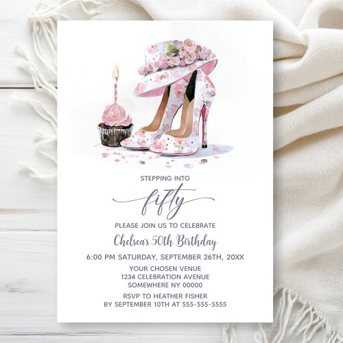 Pink Floral High Heel Shoes 50th Birthday Party
