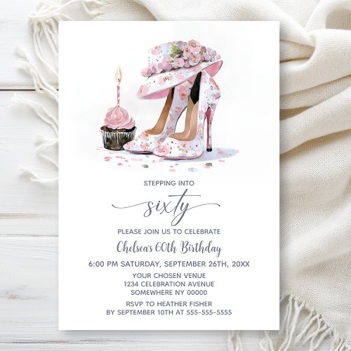 Pink Floral High Heel Shoes 60th Birthday Party