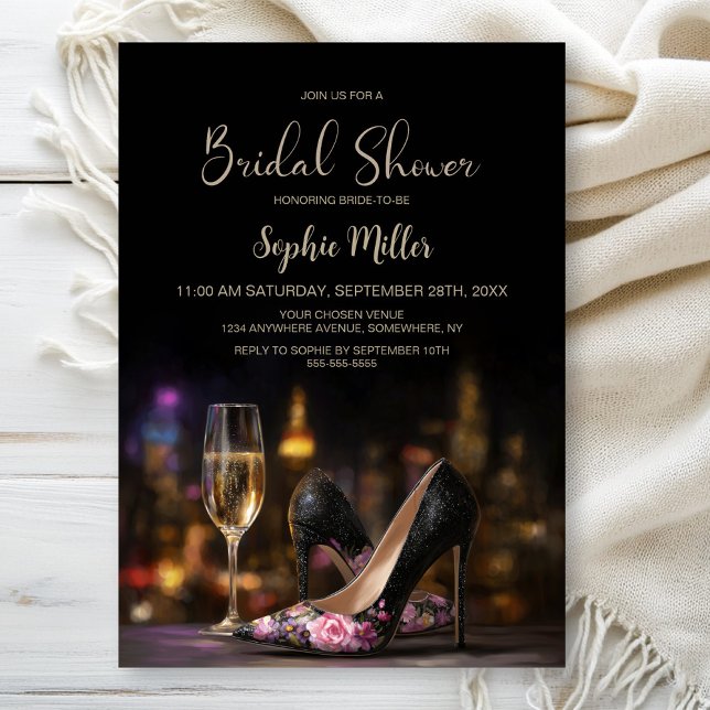 Pink Floral High Heel Shoes Bridal Shower Invitation (Creator Uploaded)