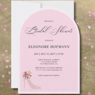 Pink Floral High Heels Bridal Shower Invitation