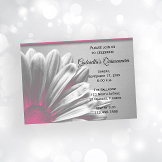 Pink Floral Highlights Quinceanera Party Invitation