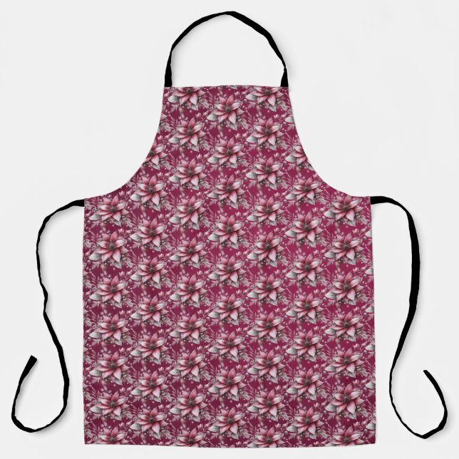 Pink Floral Holiday Apron (Front)