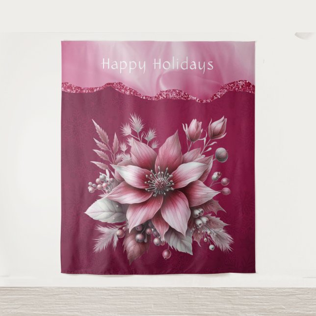 Pink Floral Holiday Backdrop (Front)