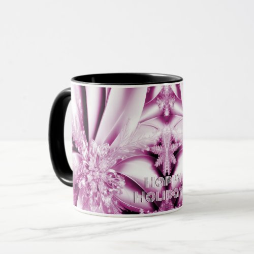 Pink Floral Holiday Christmas Mug