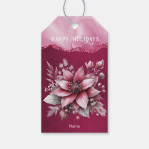 Pink Floral Holiday Gift Tag