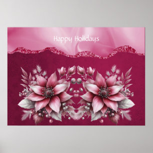 Pink Floral Holiday Poster