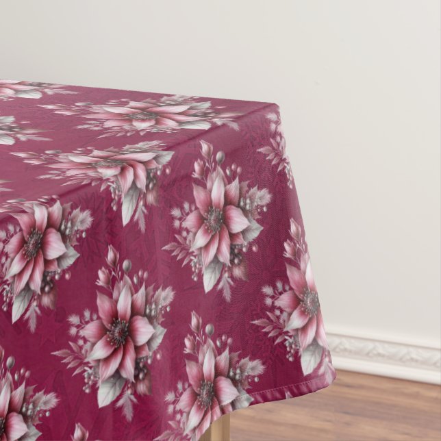 Pink Floral Holiday Tablecloth (In Situ)