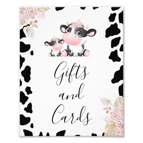 Pink Floral Holy Cow Cow Print Baby Shower Sign