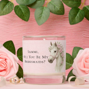 Pink Floral Horse Will You Be My Bridesmaid Scented Candle