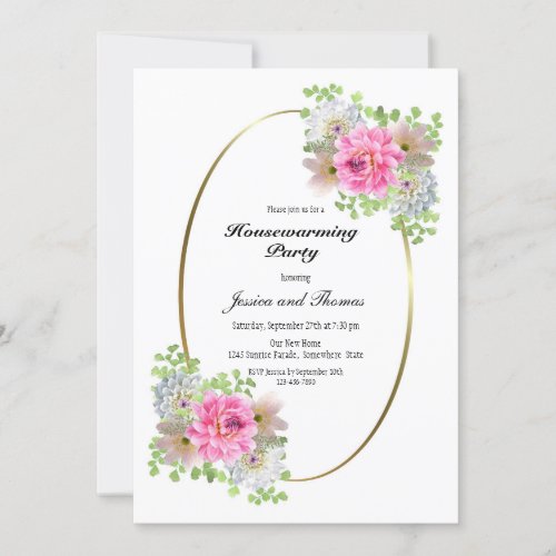 Pink Floral Housewarming Party Invitation