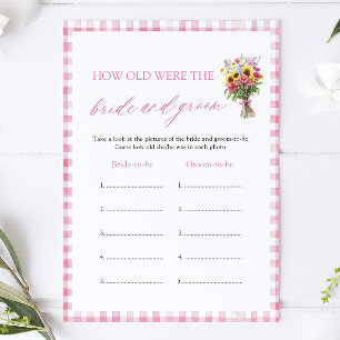 Pink Floral How Old Were The Bride & Groom Game Invitation