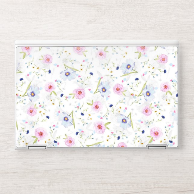 Pink floral HP laptop skin (Front)