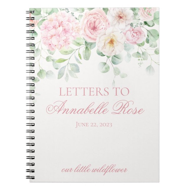 Pink Floral Hydrangea Letters to Birthday Letter Notebook (Front)