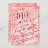 Pink Floral Illustration Watercolor Quinceañera Invitation (Front/Back)