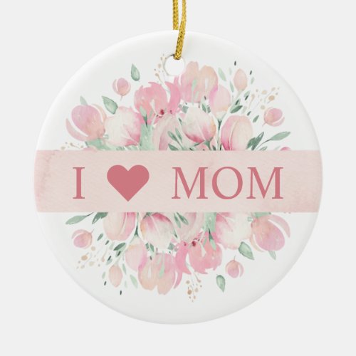 Pink Floral in Loving Memory for Loved Ones Ceramic Ornament