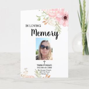 Pink Floral In loving memory program funeral