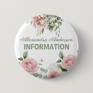 Pink Floral Information Button