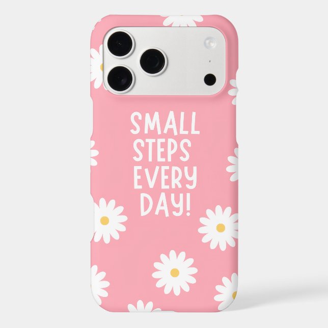 Pink Floral Inspiration – Small Steps Every Day iPhone Case (Back)
