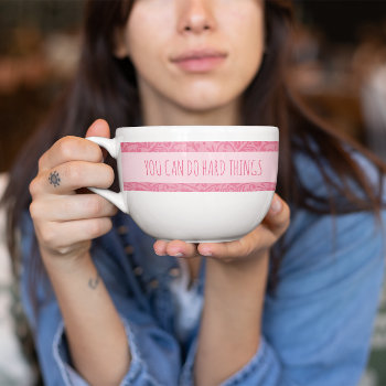 Pink Floral Inspirational Personalized Soup Mug by VisionsandVerses at Zazzle
