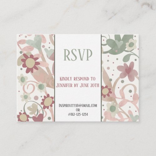 Pink Floral Inspirivity Elegant Wedding RSVP  Enclosure Card