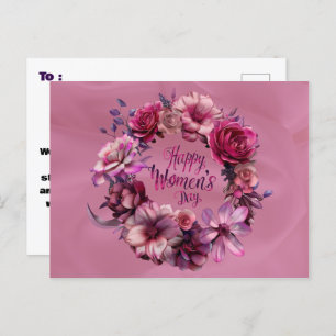 Pink Floral International Womens Day 2025 Postcard